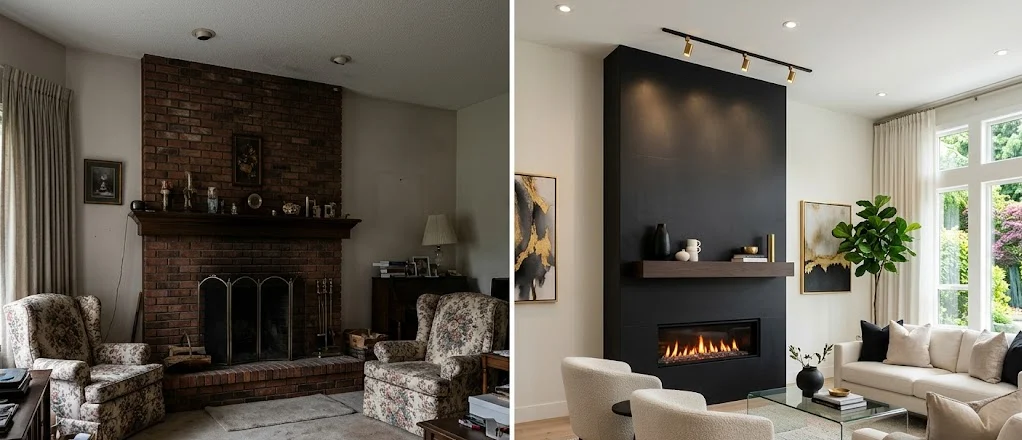 Black Fireplace Makeover